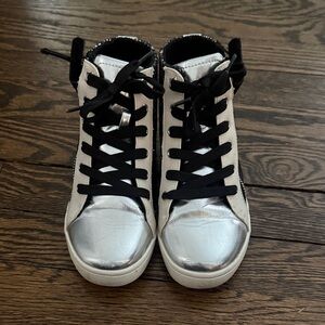 Nina Girls Shiny Silver High-Top Sneakers size 1